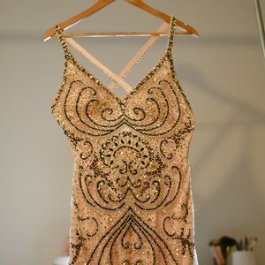 Beaded Champagne Evening gown. Size 8